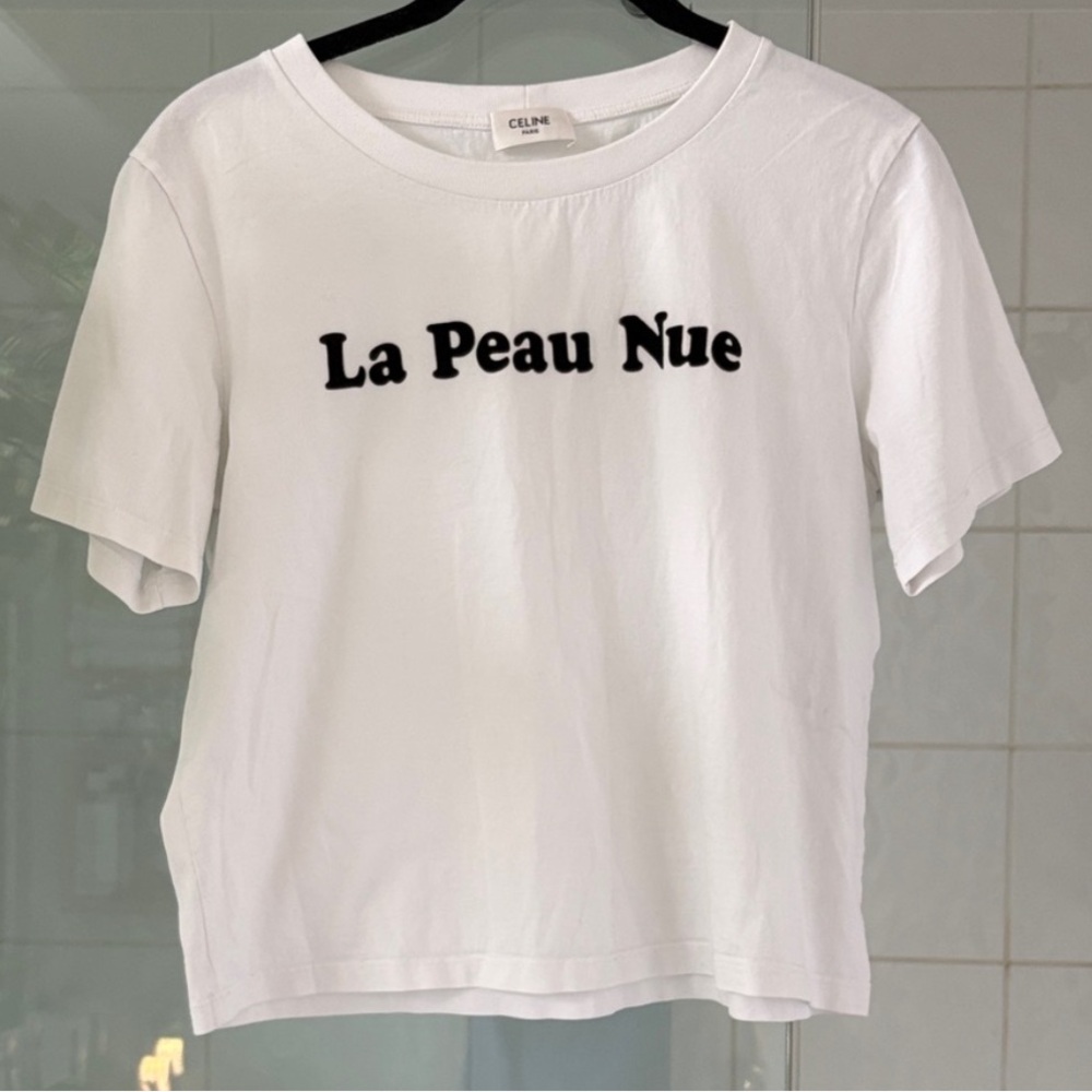 Celine White Short-Sleeve 'La Peau Nue' Graphic Tee